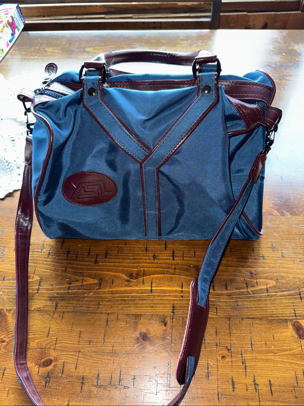 YSL Blue and Brown PURSE/Duffel Bag